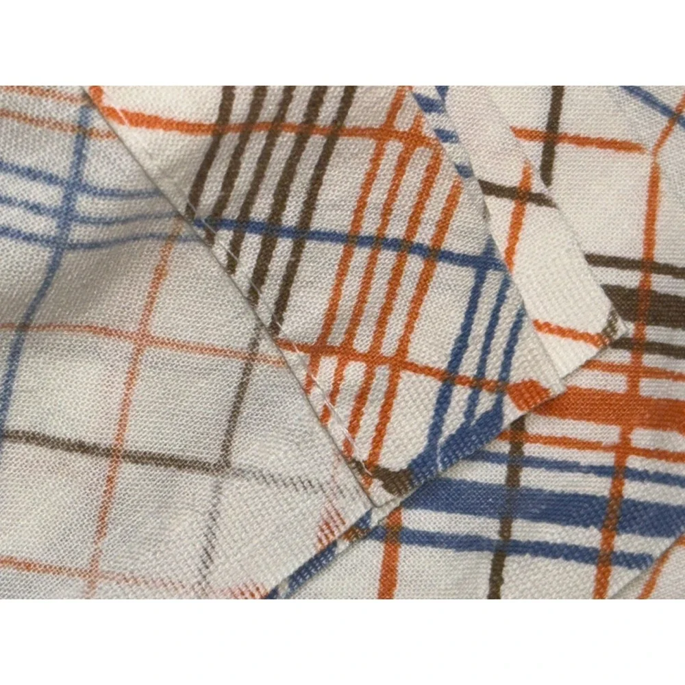 VTG Tastemaker Twin Flat‎ Bed Sheet Brown Blue Orange White Plaid